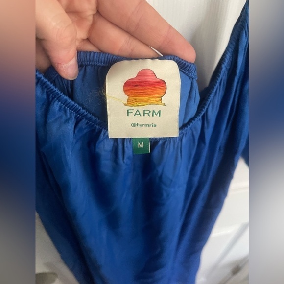 Farm Rio Blue Satin Cutout Midi Dress - Picture 6 of 7